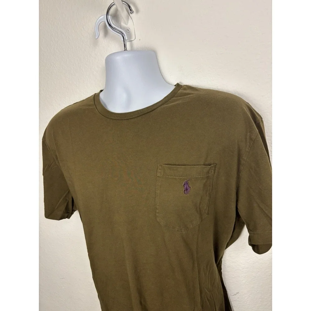 Polo‎ Ralph Lauren Men's L Pocket T Shirt Army Green Purple Pony